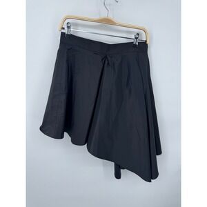 NWT Theo Theia Taffeta Mini Asymmetrical Skirt Women's Black Pull-on Activewear